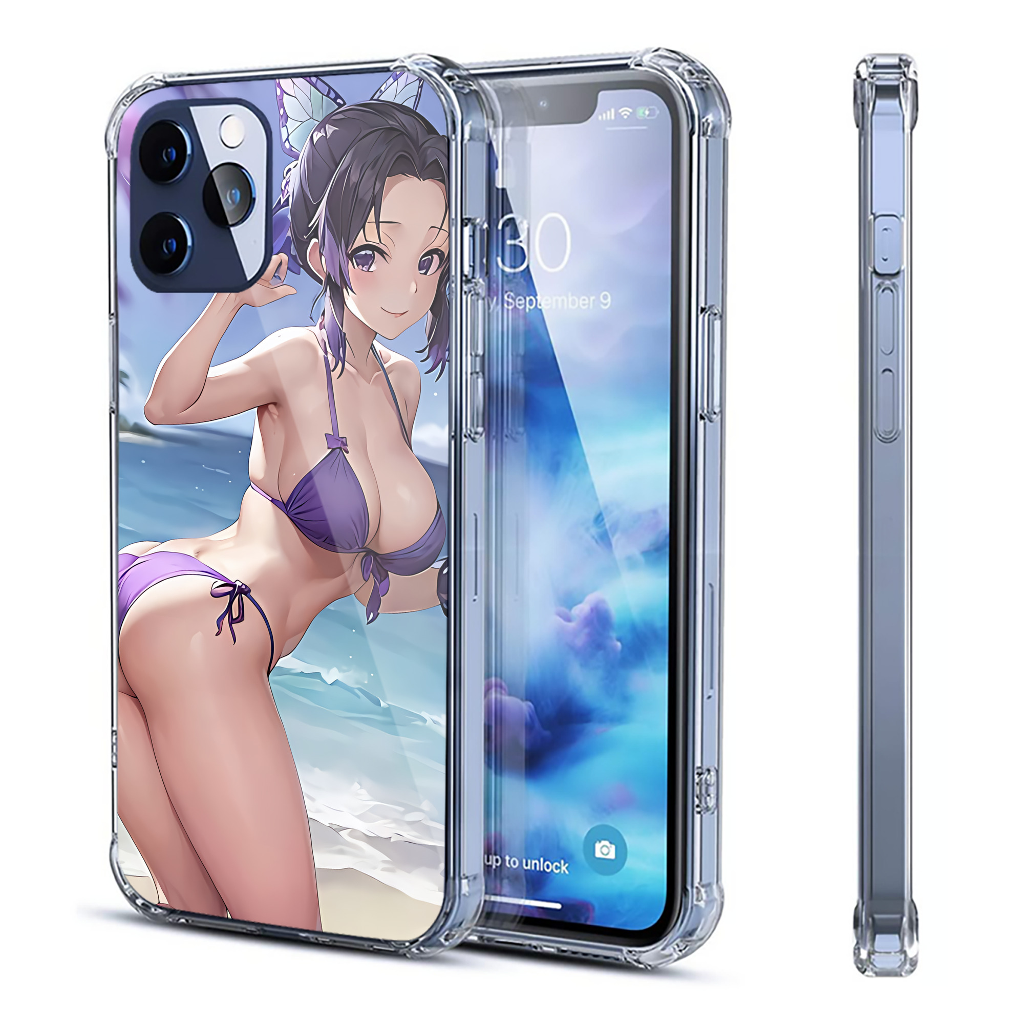 （画像用） 鬼滅の刃（きめつのやいば）蟲柱-胡蝶 しのぶ／こちょう しのぶ Kochou Shinobu 【iPhone 12シリーズ対応】透明スマホケース（クリアソフトケース）